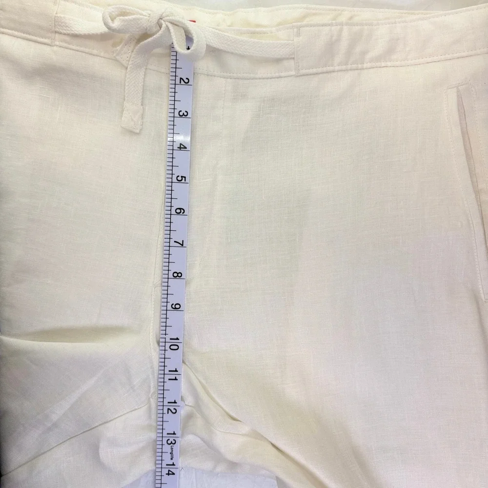 Tasso Elba Island Mens 38x30 White 100% Linen Drawstring Straight Leg Pants